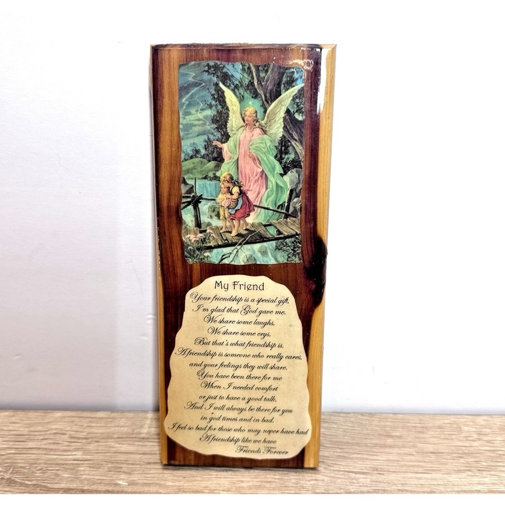 My Friend Angel Poem Wood Wall Plaque Inspirational Friendship Decor Vintage